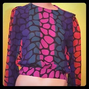 ON HOLD Vintage 90s crazy bright banded bottom top!